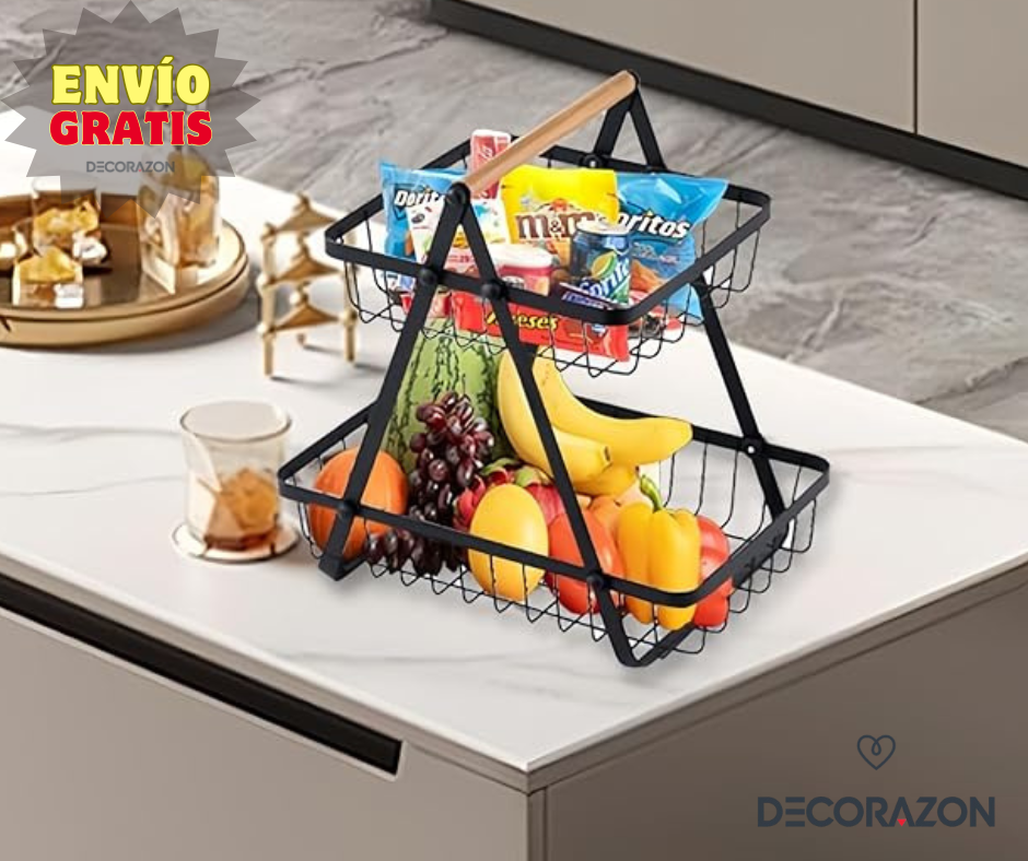 Cesta Organizador de Cocina 2 Niveles Triangular