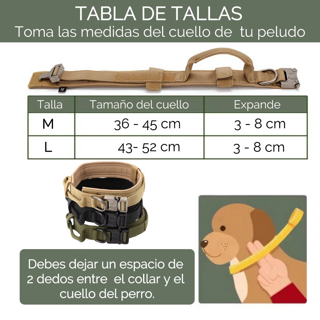 Collar Táctico Ajustable Para Perro Mediano y Grande