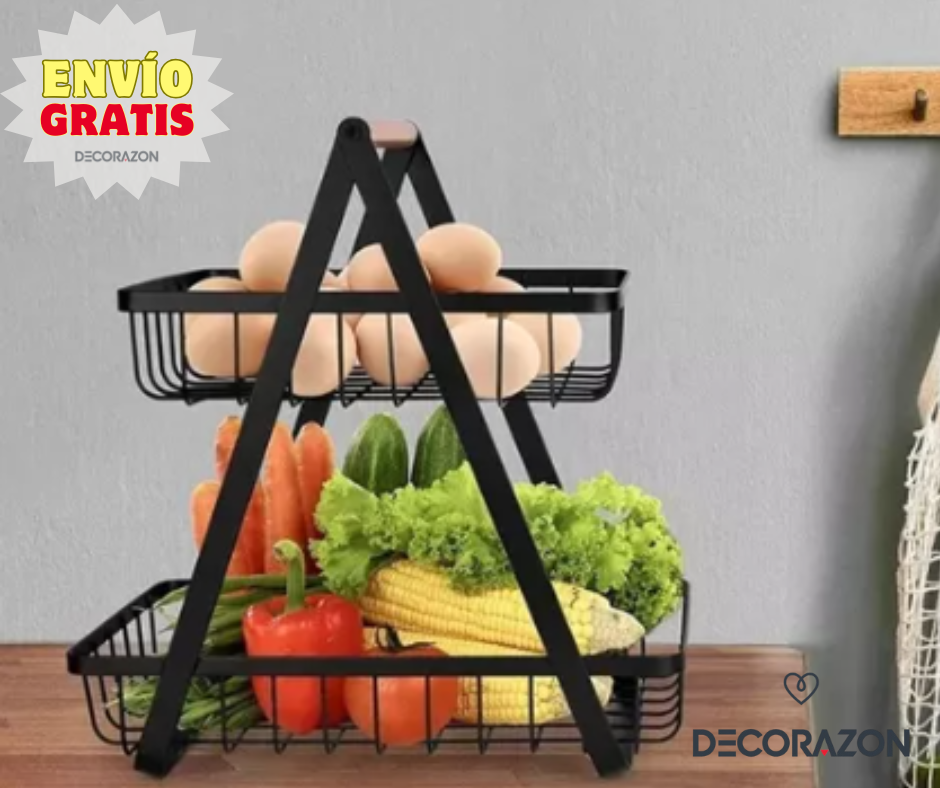 Cesta Organizador de Cocina 2 Niveles Triangular