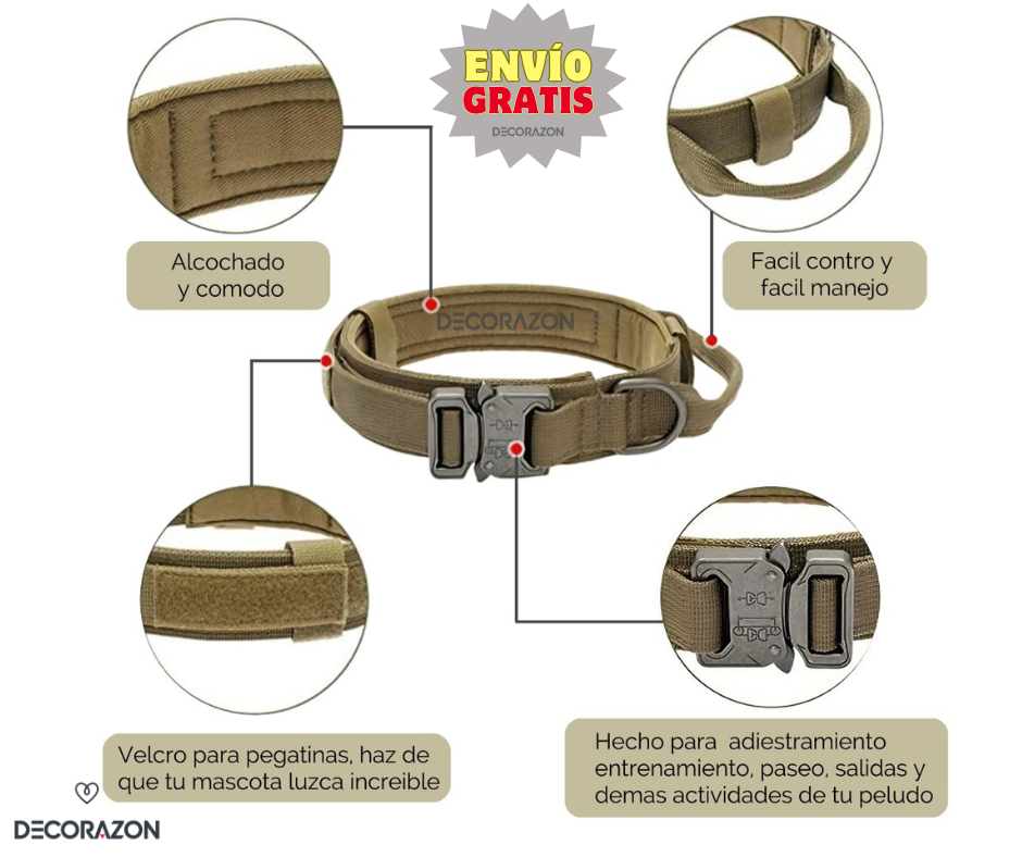 Collar Táctico Ajustable Para Perro Mediano y Grande