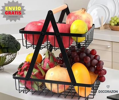 Cesta Organizador de Cocina 2 Niveles Triangular