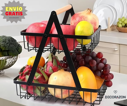 Cesta Organizador de Cocina 2 Niveles Triangular